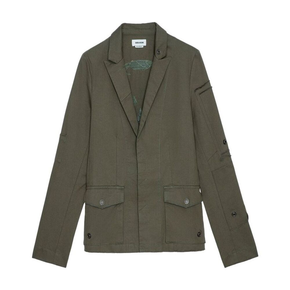 Zadig & Voltaire Womens  Virginia Camo Skull Lurex Jacket, Tan